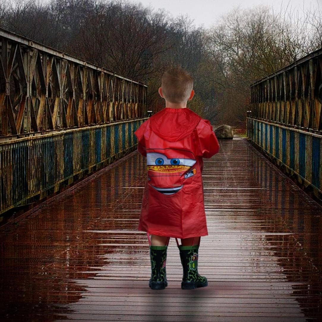 Disney Pixar Cars Lightning McQueen Waterproof Hooded Rain Slicker for Little Boys