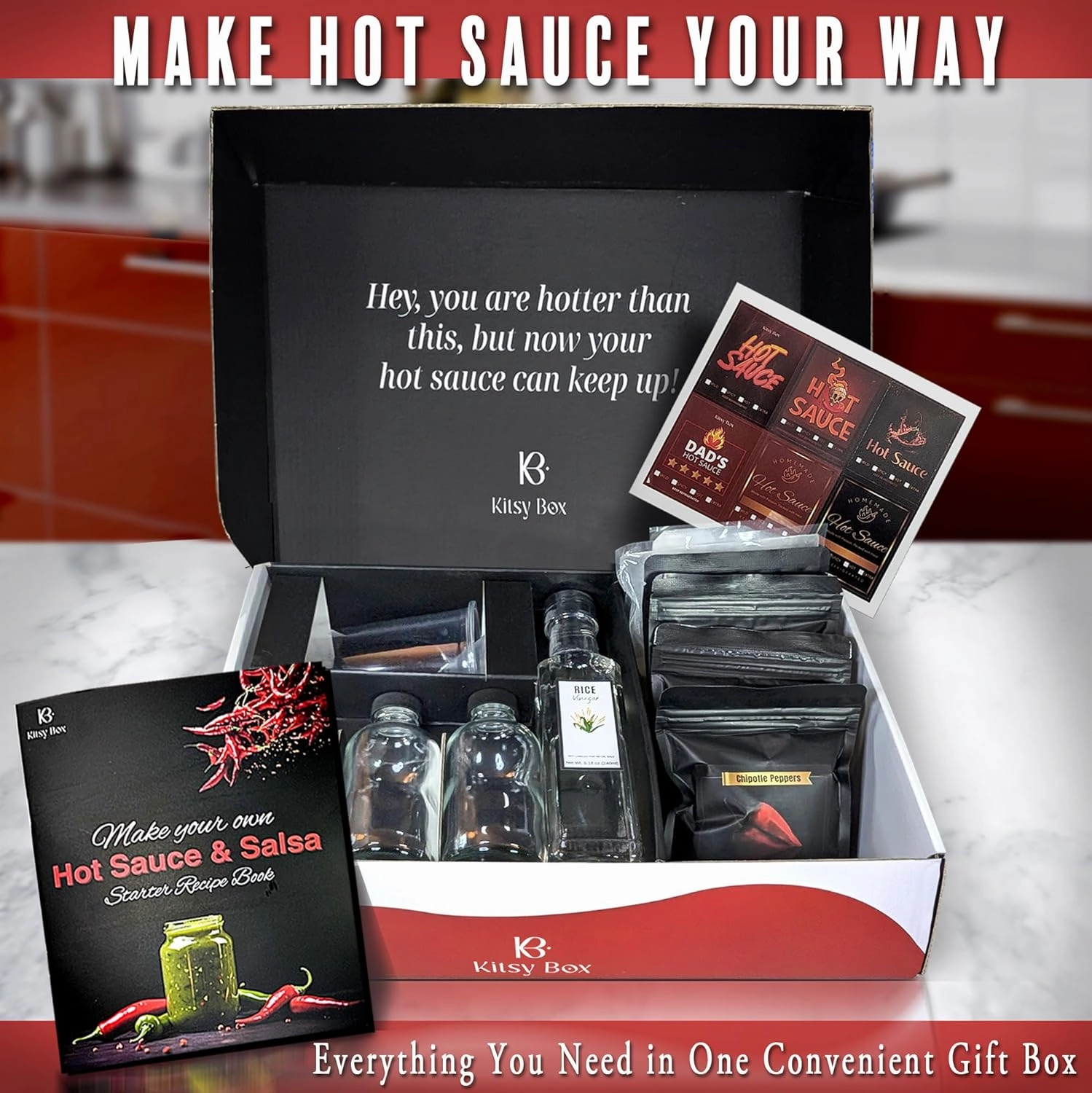 DIY Hot Sauce Making Kit – Gift Set with 4 Types of Peppers, Including Ghost Pepper – Make Your Own Hot Sauce – Great Gift for Dad, Birthday, or Father's Day