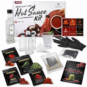DIY Hot Sauce Making Kit – Gift Set with 4 Types of Peppers, Including Ghost Pepper – Make Your Own Hot Sauce – Great Gift for Dad, Birthday, or Father's Day