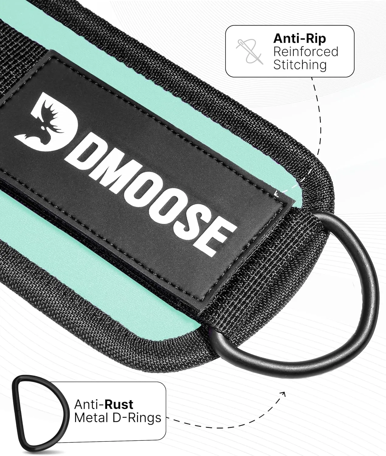 DMoose Fitness Ankle Straps for Cable Machines - One Size Fit with Premium Padding, Glute Kickback Ankle Strap for Women & Men, Cable Attachments for Gym, Booty Workouts, Leg Extension & Hip Abductors