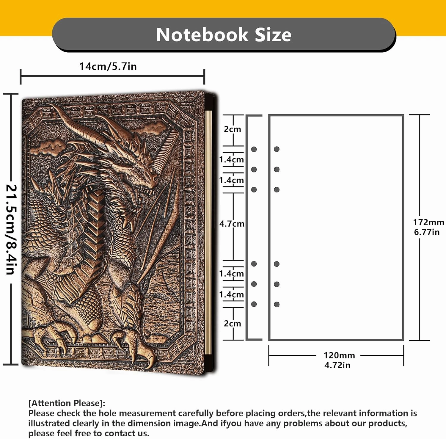 DND Dragon Journal Notebook,Unique 400 Page Book with 3D Embossed Leather Refillable 6-rings binder for Dungeons and Dragons/D&D Gifts Nerdy DM & Players RPG Lovers Accessories