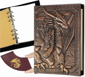 DND Dragon Journal Notebook,Unique 400 Page Book with 3D Embossed Leather Refillable 6-rings binder for Dungeons and Dragons/D&D Gifts Nerdy DM & Players RPG Lovers Accessories