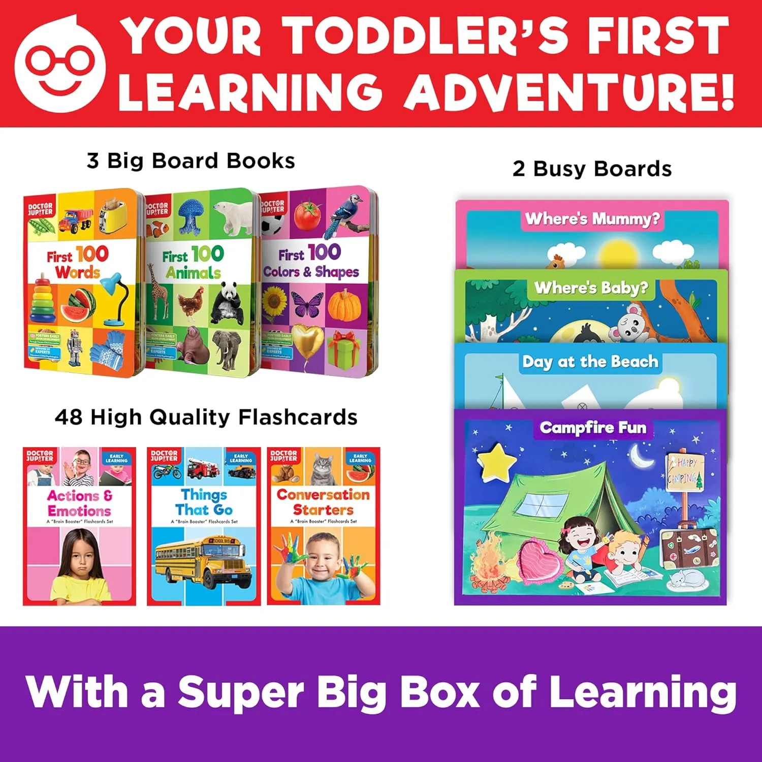 Doctor Jupiter My Big Box of Learning | Toys for Toddlers Ages 1-2-3 | Toddler Learning & Educational Activities for 1  Year Old Boys & Girls | Gift Ideas for Birthdays