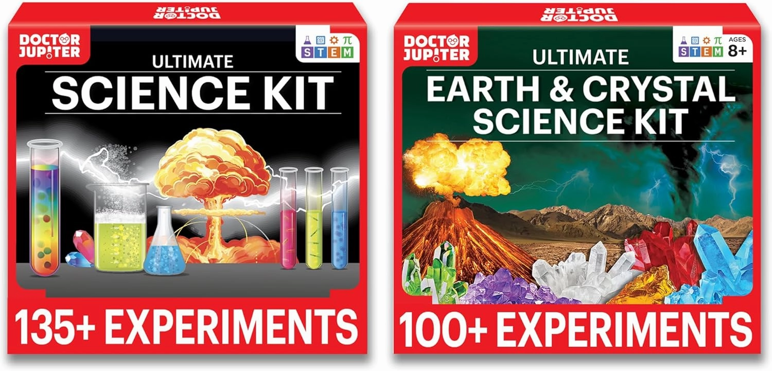 Doctor Jupiter Set of Ultimate Science Kit, Earth & Crystal Science Kit for Kids Ages 8  | Birthday Gift Ideas for 8-9-10-11-12 Year Old Boys & Girls | STEM Learning & Educational Toys | Pack of 2