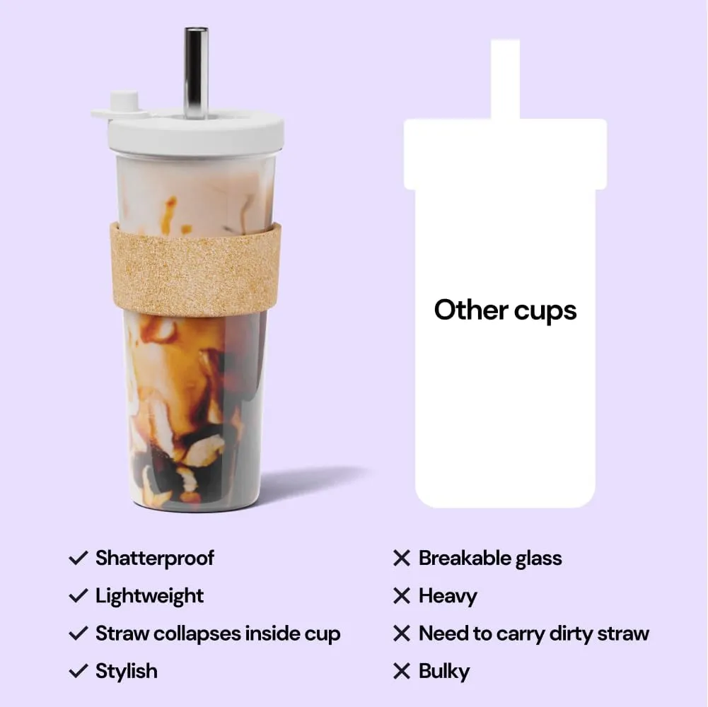 Dodoko Reusable Boba Cup with Straw - Iced Coffee & Smoothie Tumbler 24 oz - Bubble Pink
