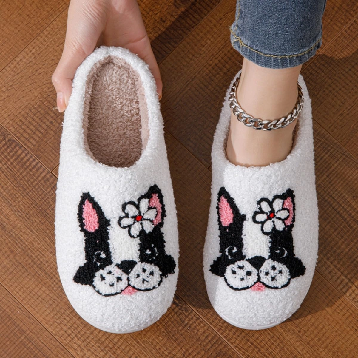 Dog Cat Slippers Plush Animal Pet Comfortable Winter Women Men Soft Non-slip