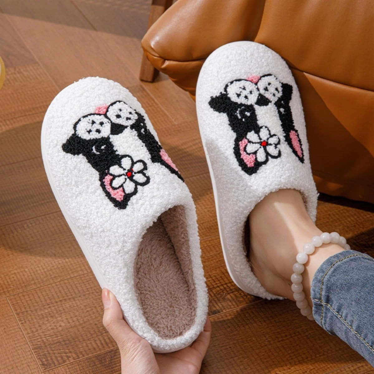 Dog Cat Slippers Plush Animal Pet Comfortable Winter Women Men Soft Non-slip
