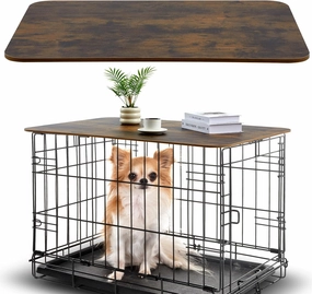 Dog Crate Topper Wood No Creases 42 Inch Nonslip Dog Table Topper Rustic Style Covers Decorative Kennel for Decorative Pet Furniture (Crate Not Include)