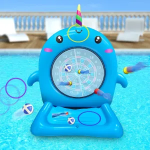 Dollox Kids Swimming Pool Toys - 45" Large Inflatable Floating Dart Board Water Game, Cute Dolphin Inflatable Toys for Indoor & Outdoor Play, Fun Summer Family Party Gift for 3  Years Old