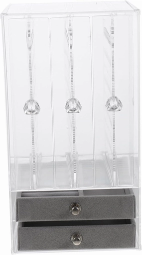 Double Transparent Jewelry Storage Box Stylish Earring Necklace Display Case with Lid for Home Store Use Organizer for Elegant Jewelry Presentation
