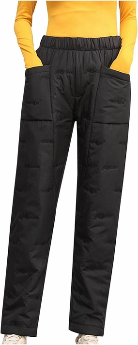 Down Pants for Women Lightweight Puffy Hiking Pants Thermal High Waist Puffer Sweatpants Quilted Snow Ski Trousers