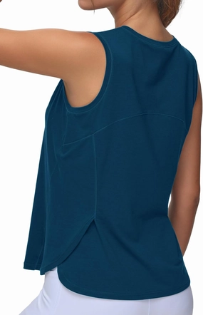 Dragon Fit Lightweight Workout Tank Tops for Women Sleeveless Yoga Shirts Side Split Loose Fit Athletic Tops with Curved Hem