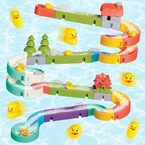 Duck Slide Toys, Bath Toys for Kids Ages 4-8, DIY Building Kit for Ages 5-7, Bathtub Time Birthday Gift for Toddler 3   Year Old (51 PCS)