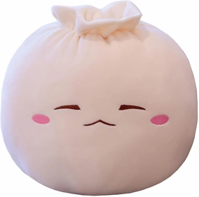 Dumpling Plush Pillow with Cute Features, Stuffed Bun Plush, Funny Food Toy Gifts for Kids Adults(12.2 * 9.8in,Frown)