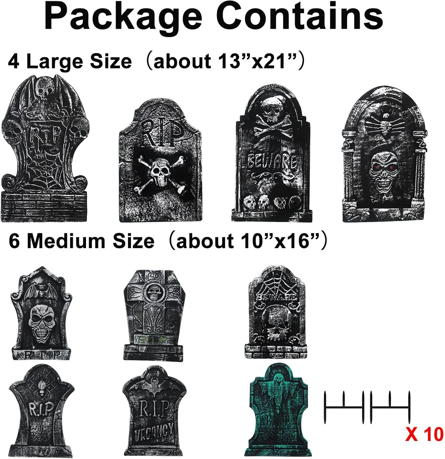 DUNCHATY Halloween 10pcs Tombstone Decorations Headstone Yard Signs Gravestone Decor Graveyard for Outdoor Lawn Yard Garden Decorations Halloween Yard Stakes