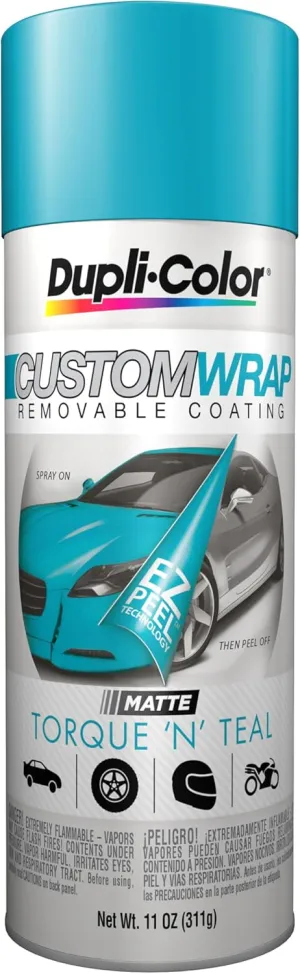 Dupli-Color ECWRC8057 Custom Wrap Matte Removable Automotive Paint – Torque N Teal Spray Paint - 11 oz. Aerosol Can