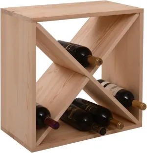 Durable 24 Bottle Modular Wine Rack for Home Bar and Kitchen, Stackable, Easy Assembly, Burlywood Finish