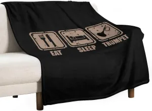 Eat Sleep Play Trumpet Comfortable Fleece Throw Blanket Warm Picnic Blankets for Sofa Couch Bed Outdoor