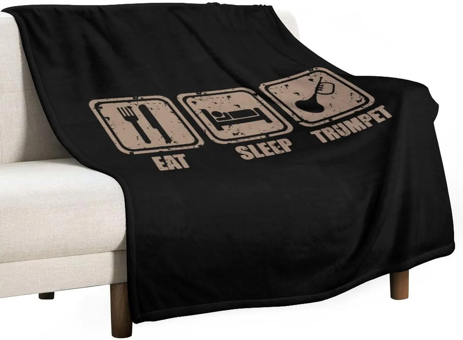 Eat Sleep Play Trumpet Comfortable Fleece Throw Blanket Warm Picnic Blankets for Sofa Couch Bed Outdoor