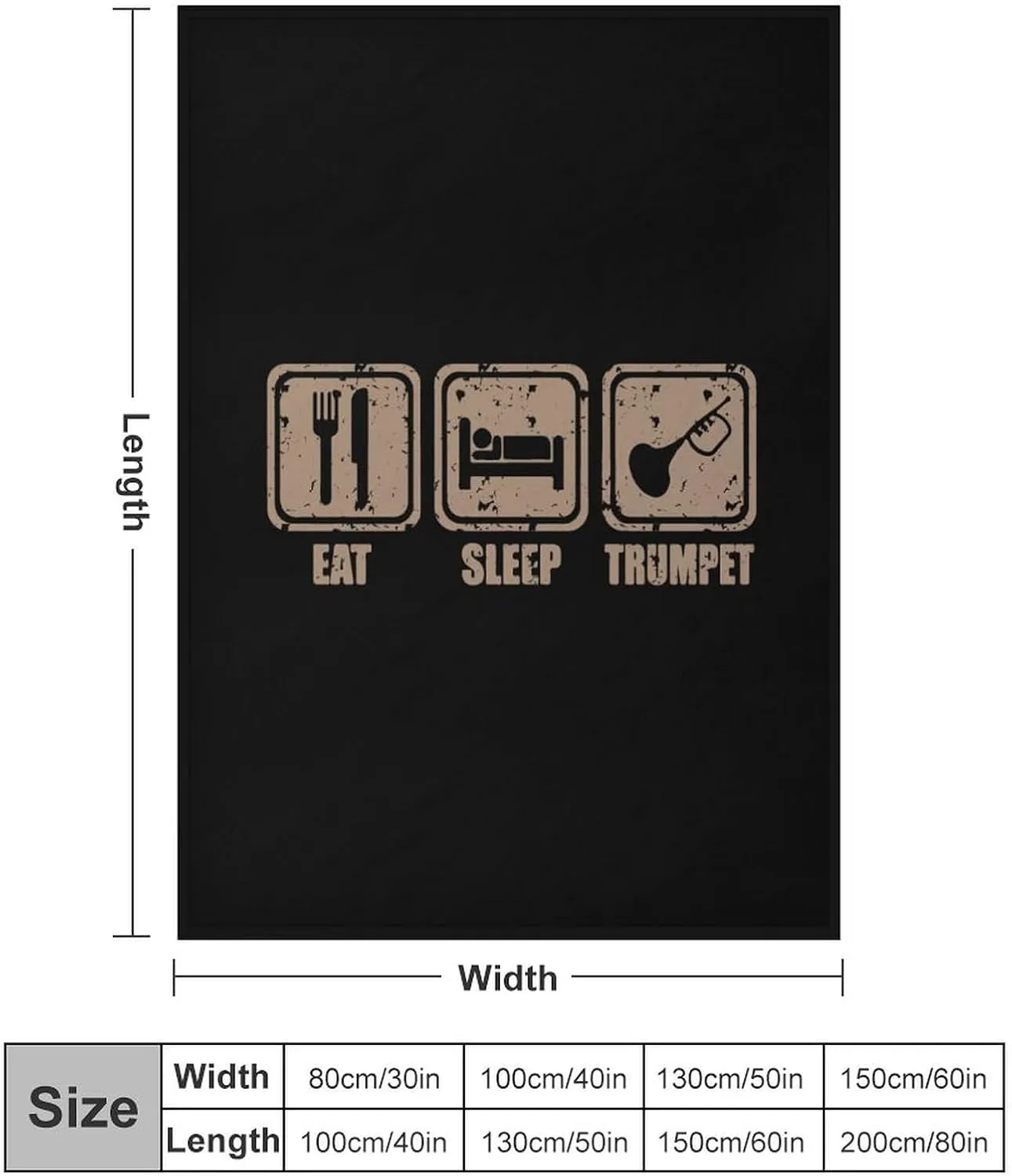 Eat Sleep Play Trumpet Comfortable Fleece Throw Blanket Warm Picnic Blankets for Sofa Couch Bed Outdoor