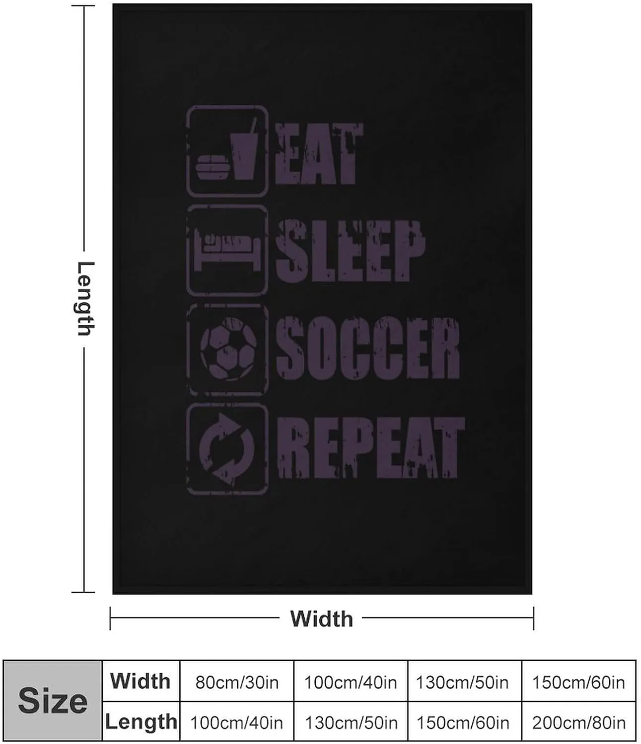 Eat Sleep Soccer Repeat Comfortable Fleece Throw Blanket Warm Picnic Blankets for Sofa Couch Bed Outdoor
