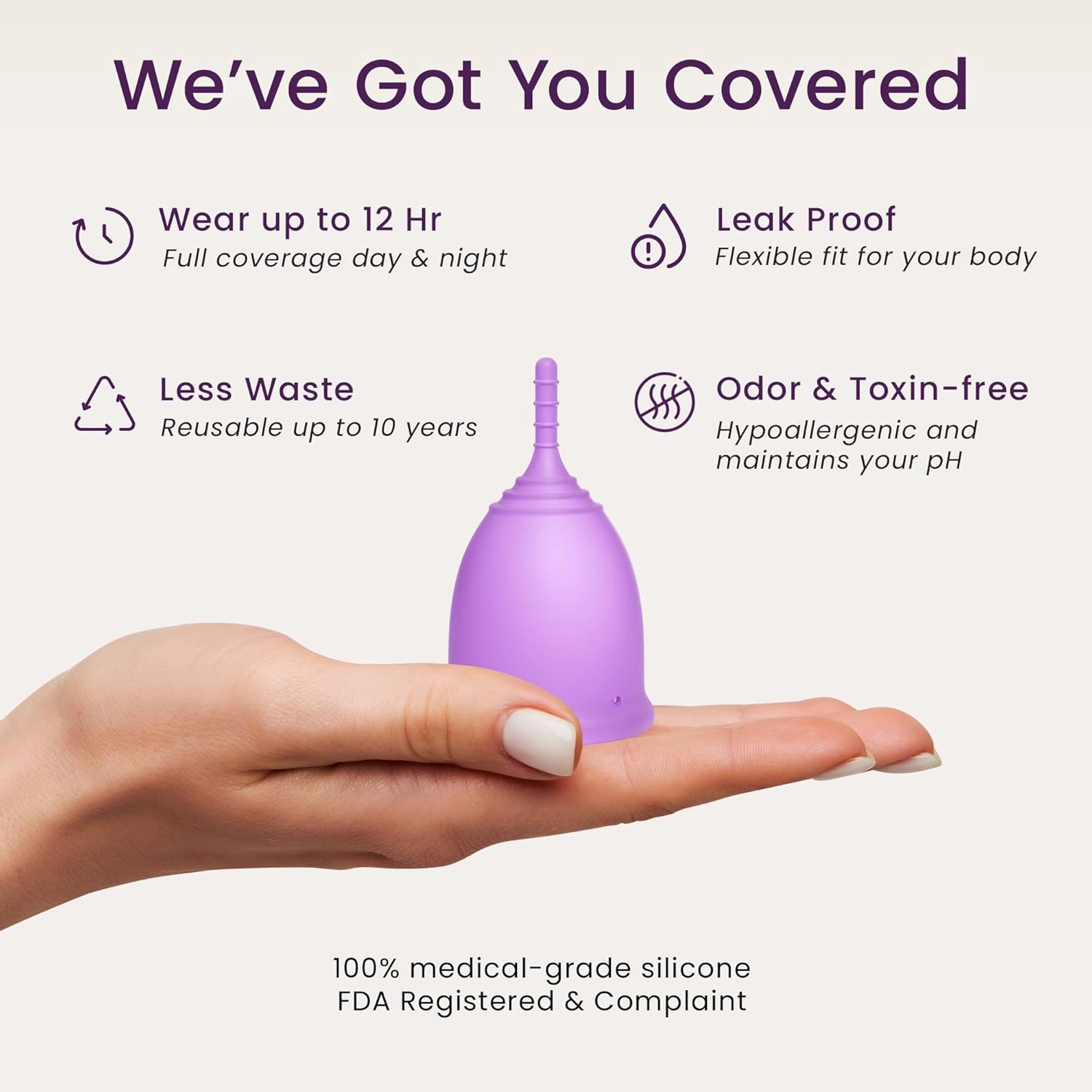 EcoBlossom Reusable Menstrual Cup Set - The Most Reliable Medical Grade Silicone Period Cups - Comfortably use for 12 Hours (Small & Large)