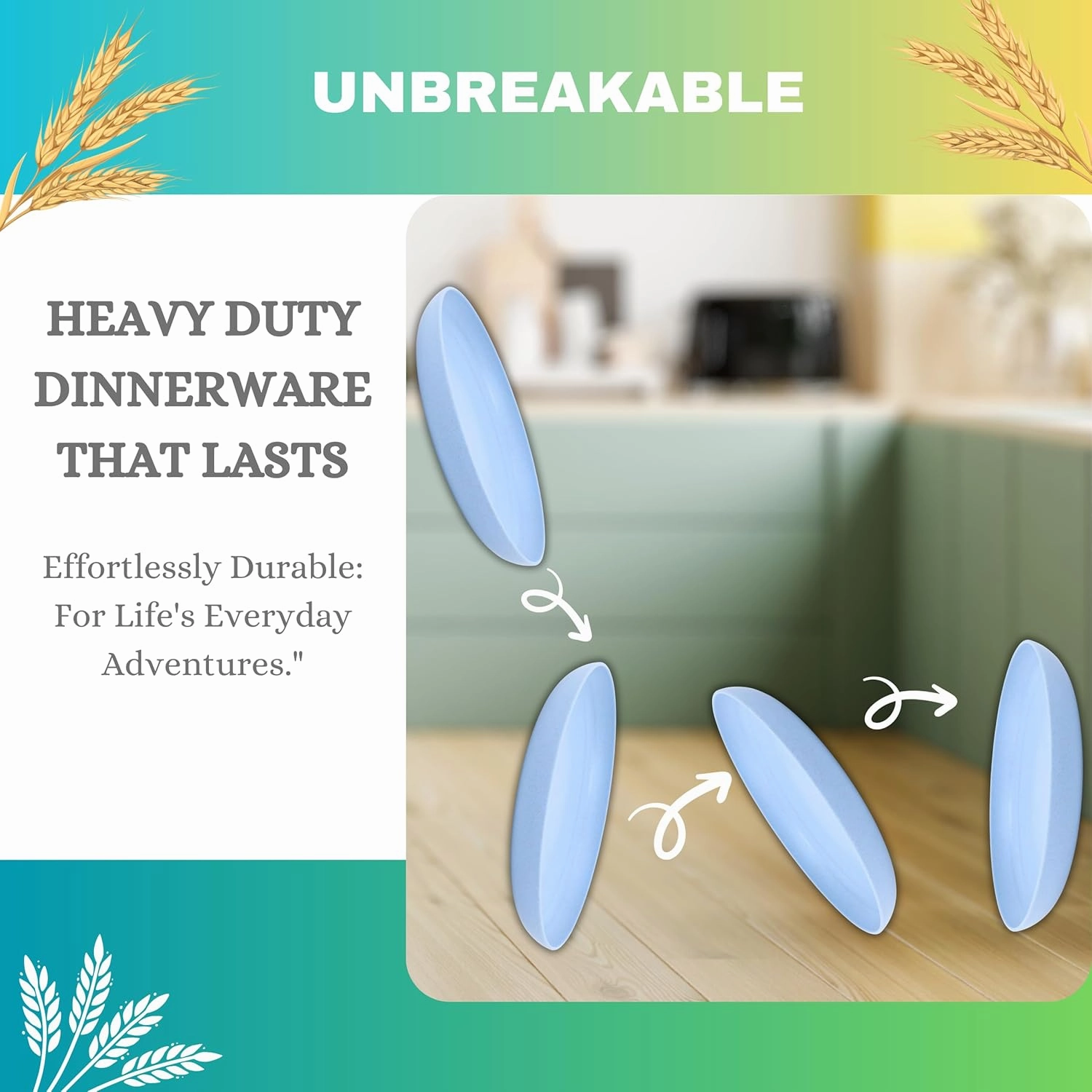 ECOSTAR Wheat Straw Dinnerware Sets Unbreakable Plates Bowls and Cups Reusable Utensils Dishwasher Microwave Safe Bowls and Plates Sets (Classic)