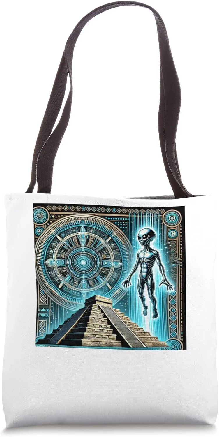 Egypt Ancient Alien Pyramid Portal Art Graphic Vintage Tote Bag