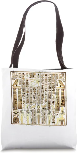 Egypt Hieroglyph Columns Gold Symbol Magic Graphic Tote Bag