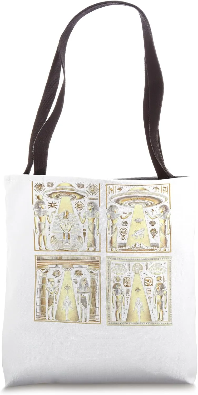 Egypt UFO Temple Ancient Aliens Light Beams Ritual Tote Bag