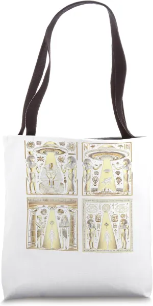 Egypt UFO Temple Ancient Aliens Light Beams Ritual Tote Bag