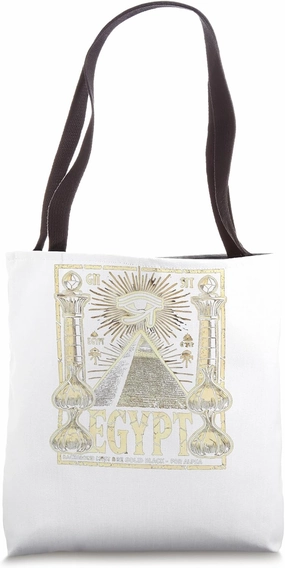 Egypt Black Sphinx Pyramid Palms Retro Travel Poster Tote Bag
