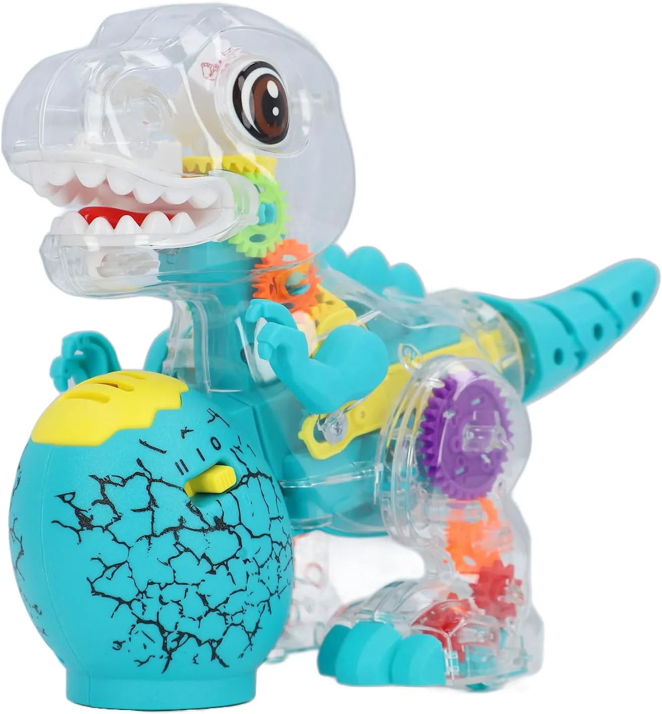 Electric Dinosaur Toy Musical Swinging Walking Dino Toy with Transparent Gears for Children