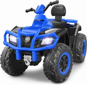 ELEMARA 24V 2 Seater Ride on ATV for Big Kids,4x4 Kids ATV 4 Wheeler Ride on Toy with 400W Powerful Motors, 5mph Max Speed,Kid Four Wheeler,LED Headlights,Music,Electric Ride on Car,Blue