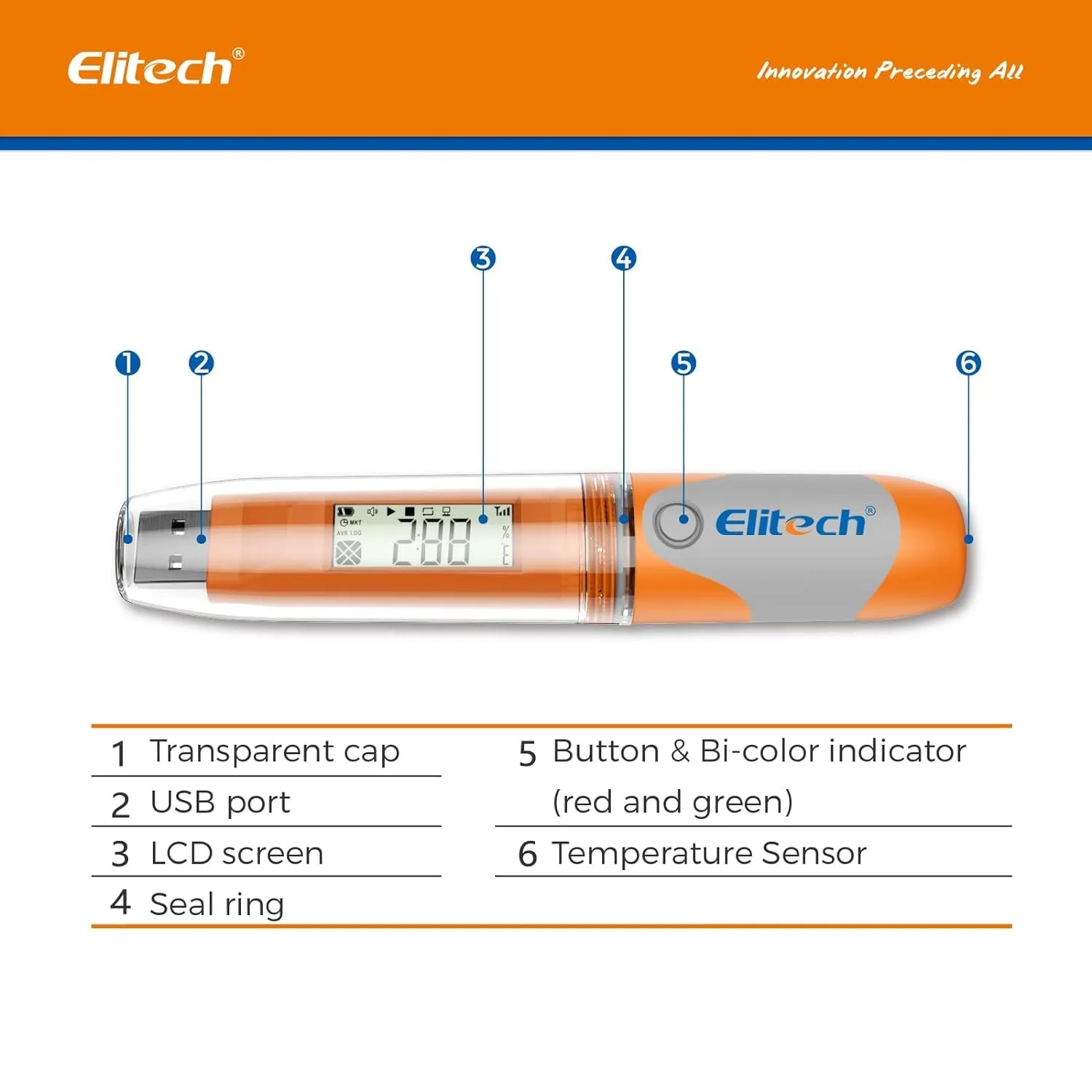 Elitech RC-51 Digital Temperature Data Logger USB Reusable 32000 Points
