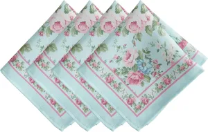 Elrene Home Fashions Spring Summer Vintage Floral Garden Cottage Cloth Dinner Napkins, Set of 4, 17"x17"