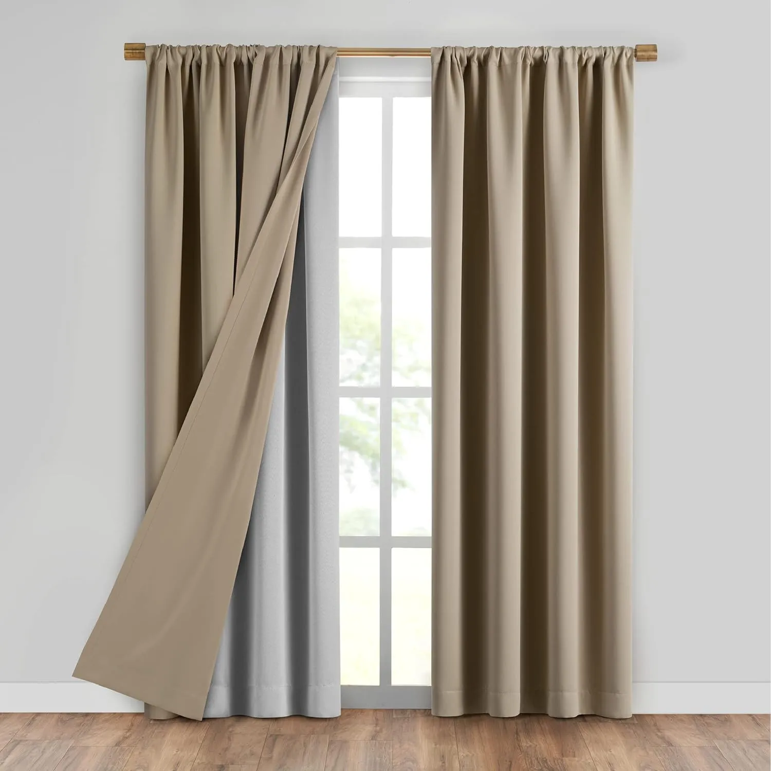 Elrene Home Fashions SunVeil Extra-Wide Thermal Blackout Curtain Liner with YarnLock Technology, Single Panel, Light Grey, 40 in x 80 in (1 Liner)