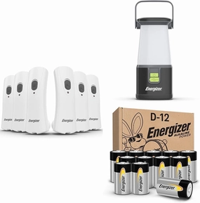 Energizer LED Rechargeable Plug-in Flashlights (6-Pack),  ENERGIZER LED Camping Lantern 360 PRO   Energizer Alkaline Power D Batteries (12 Pack), Long-Lasting Alkaline Size D Batteries