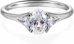 Engagement Rings for Women 1.5ct Lab Created Diamond Moissanite Rings for Woman D Color VVS1 Clarity 18K White Gold Plated 925 Sterling Silver Anniversary Ring for Her Wedding Bands for Couples