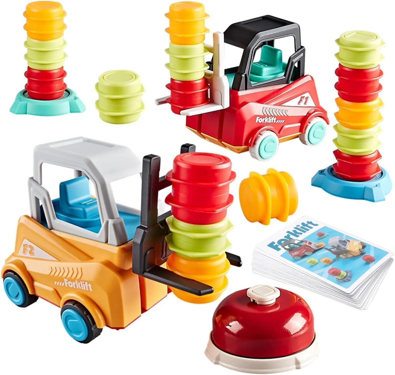 Engineer Forklift Frenzy Transport Game,Fat Brain Toys Forklift Frenzy Mine Tow Truck Toy,Construction Car Toy Stacking Toys,Stack & Matching Skill Game, Educational Toy for Kids