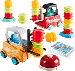 Engineer Forklift Frenzy Transport Game,Fat Brain Toys Forklift Frenzy Mine Tow Truck Toy,Construction Car Toy Stacking Toys,Stack & Matching Skill Game, Educational Toy for Kids