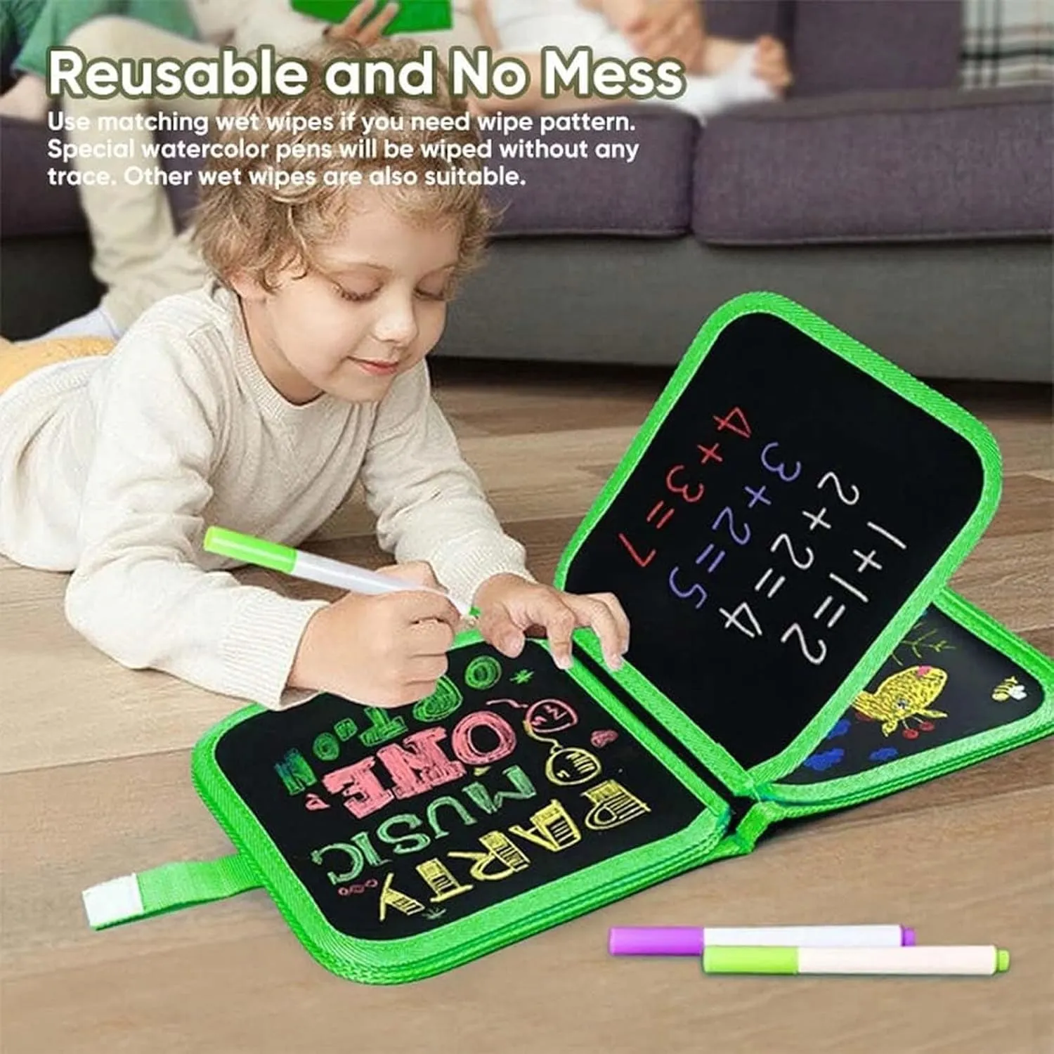 Erasable Coloring Book, Portable Reusable Coloring Book, Double-Sided Erasable Doodle Books with 12 Pens 16 Pages, Kids Art Kit, Washable Magic Drawing Pad Gifts for Family(Style a)