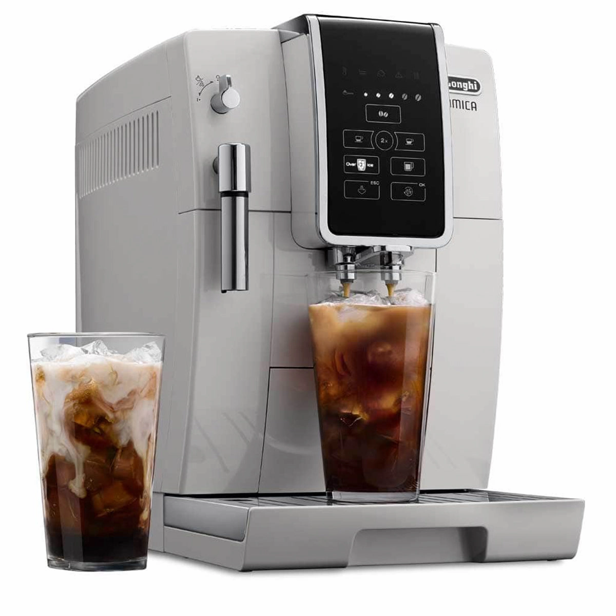 Espresso & Coffee Automatic White Luxurious Machine, Dinamica Iced DeLonghi High-demand