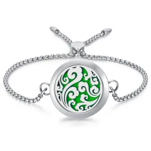 Essential Oil Diffuser Bracelet 30mm Diffuser Locket Chain Lucky Clouds Bracelet Stainless Steel Bracelet Set Adjustable Bracelet Gift for Women Men
