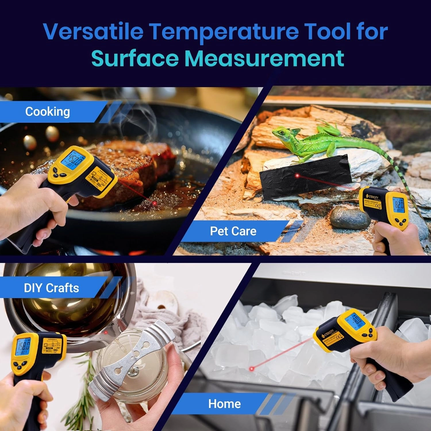Etekcity Infrared Thermometer Temperature Gun 1080, -58°F to 1130°F for Meat Food Pizza Oven Griddle Accessories, Heat Gun for Cooking, Kitchen, Fridge, Reptile,BBQ