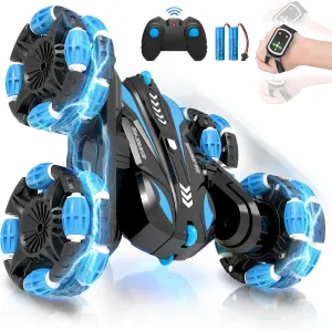 Eulogia Gesture Sensing RC Stunt Car for Kids, Double Sided 360° Flips & Rotating, 40  Mins Playtime, Durable Off-Road Remote Control Car Toys Gifts for Boys Girls Age 5-12 (Blue)