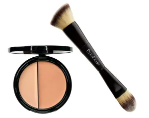 EVE PEARL HD Dual Foundation Full Coverage Long Lasting Non Greasy Vitamin E Skincare And 201 Contour Blender Brush Set Makeup Kit (Light)