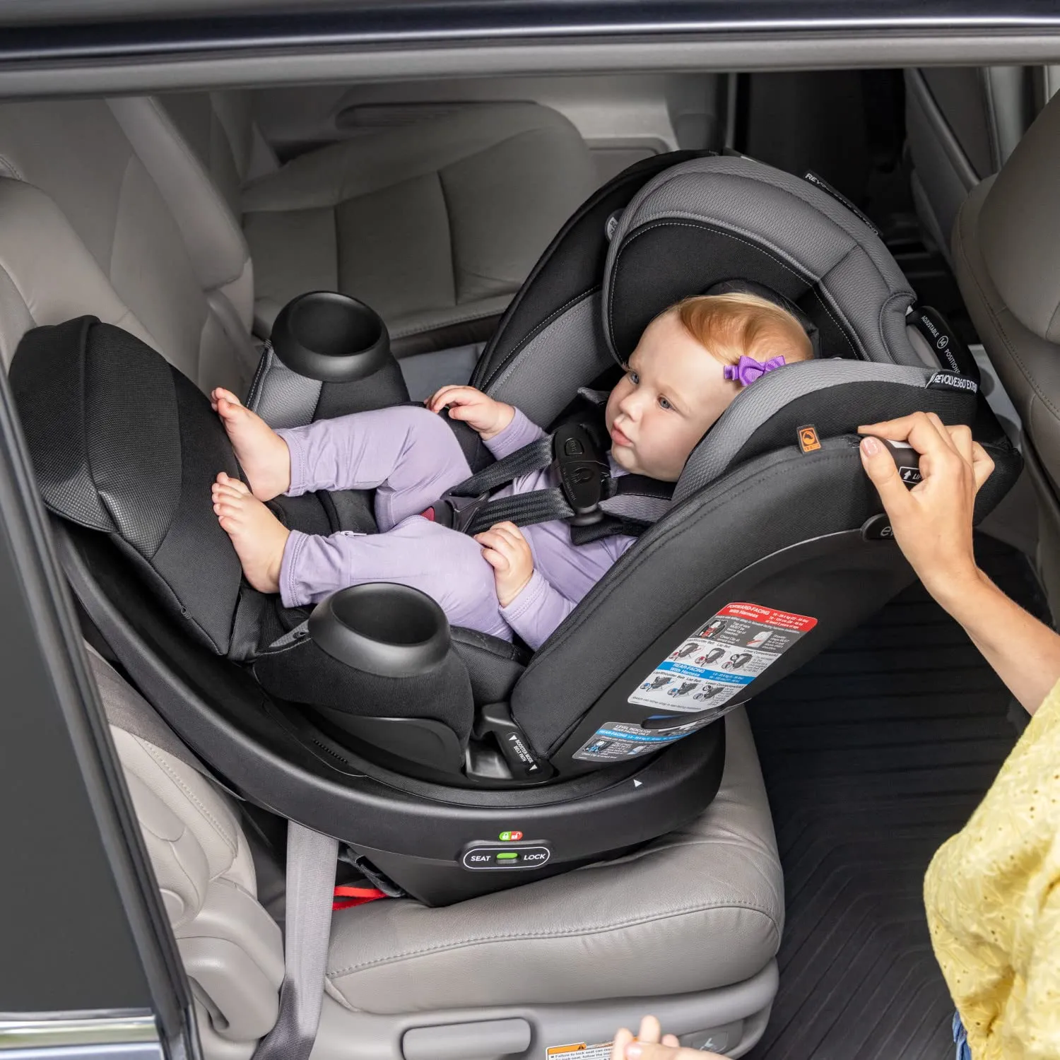 Evenflo Revolve360 Extend Convertible Car Seat with 360 Degree Rotation, Extended Rear-Facing, Forward-Facing, Booster Mode, and Secure Latch Install, Rowe Pink