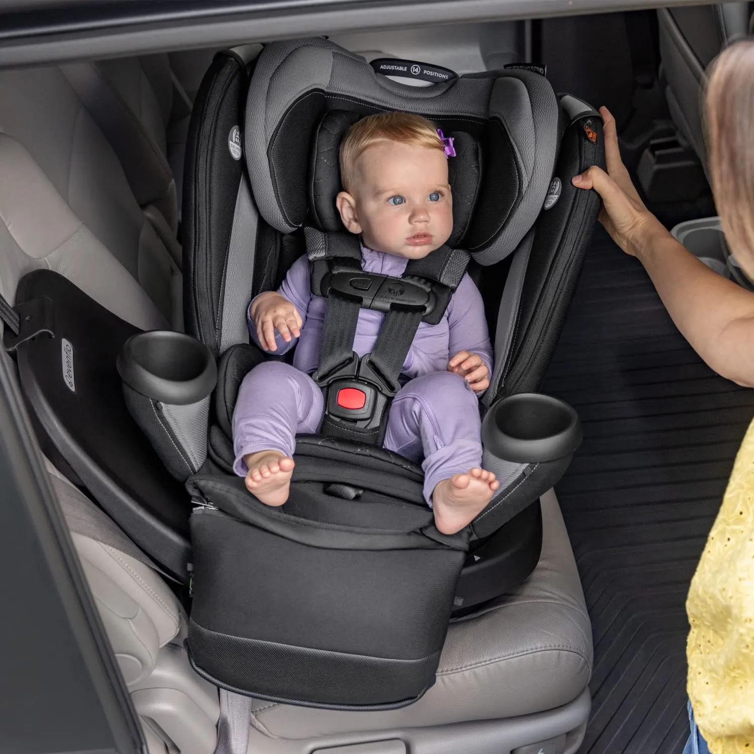 Evenflo Revolve360 Extend Convertible Car Seat with 360 Degree Rotation, Extended Rear-Facing, Forward-Facing, Booster Mode, and Secure Latch Install, Rowe Pink