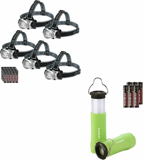 EverBrite 5-Pack LED Headlamp and 2-Pack 2-in-1 Mini Lanterns and Flashlights